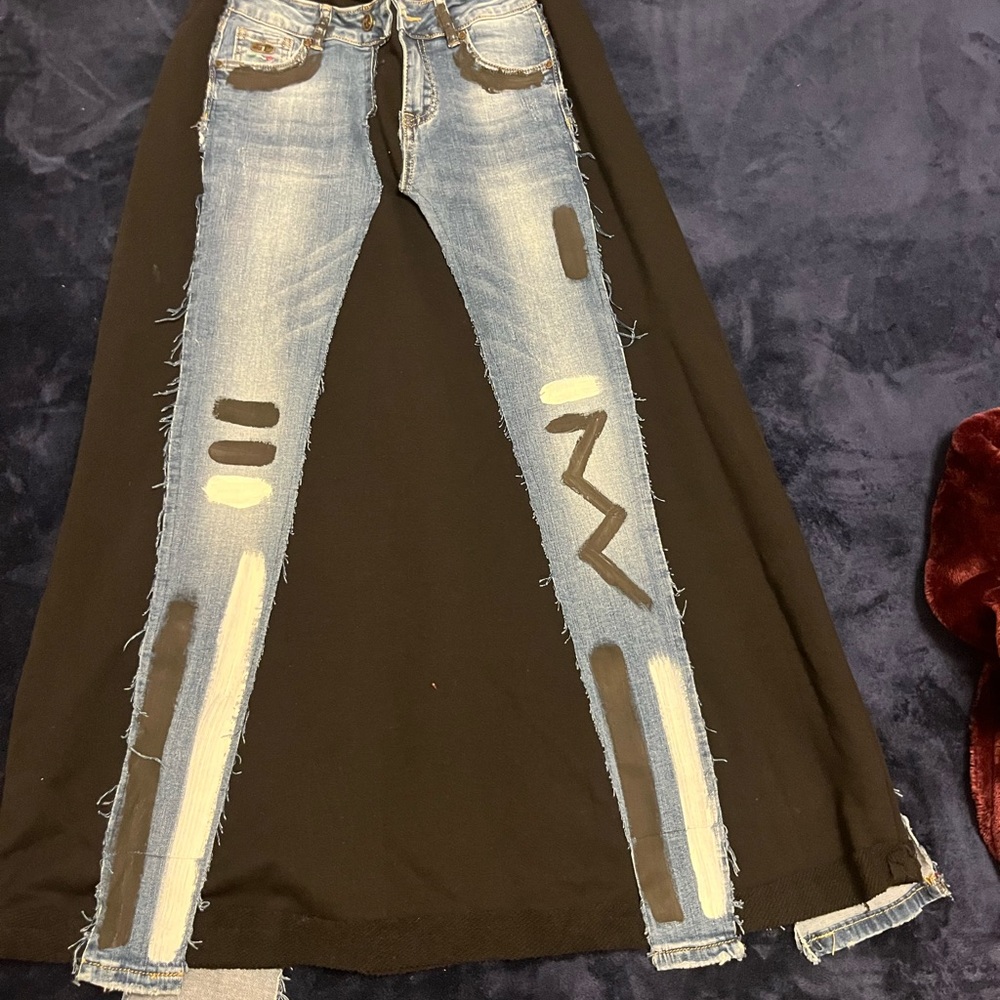 Custom made demon and cotton/fleece like maxi skirt made in Bulgaria